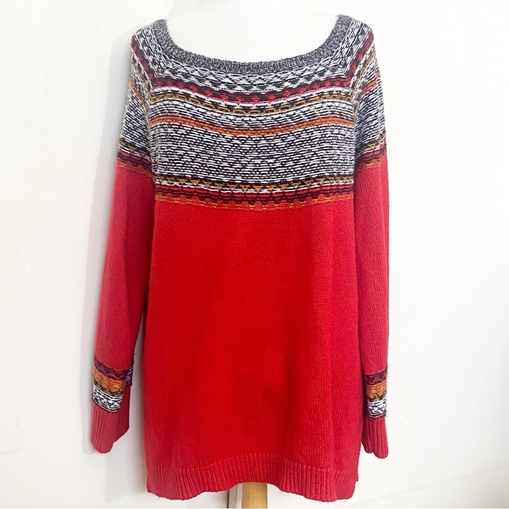 Maurices Multicolor Fair Isle Patterned Soft Acrylic Crew Neck Ski Sweater 1X